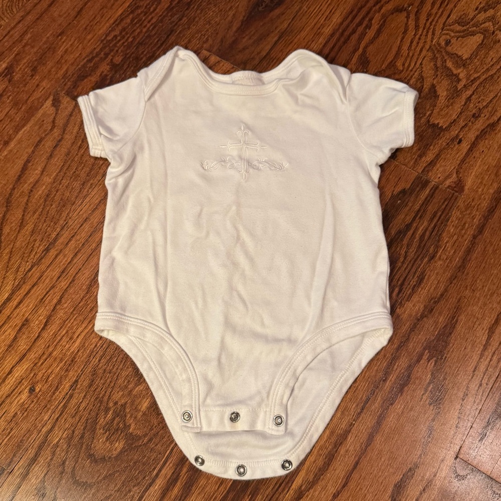 Baptism Cross Design 6-9M One Piece